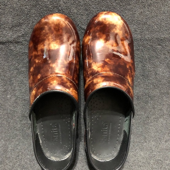Sanita Danish Marbled Patent Leather Womens Clogs Size 37 US 6 - Picture 6 of 10